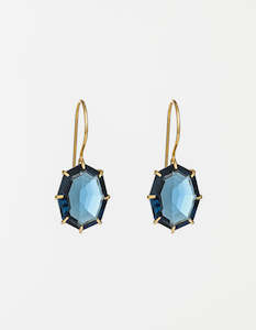 Indigo Drop Gold Earrings