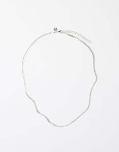 Flat Snake Chain Silver Necklace