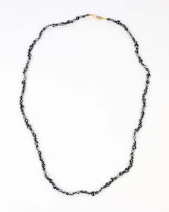 Jagged Onyx & Black Pearl Necklace Long