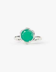 Green Onyx Silver Sunkissed Ring