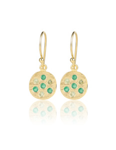 Jewellery: Peridot & Green Onyx Gold Earrings