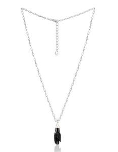 Jewellery: Onyx Silver Hand Necklace