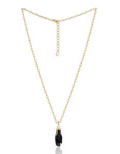 Onyx Gold Hand Necklace