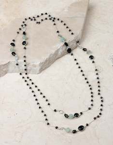 Aquamarine & Onyx Silver Necklace