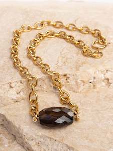 Smokey Quartz Gold Mini Chunky Choker