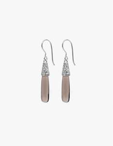 Smokey Quartz Engraved Silver Earrings