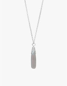 Smokey Quartz Engraved Silver Necklace