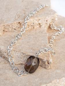 Smokey Quartz Silver Mini Chunky Choker