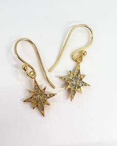 White Topaz Star Gold Sample Earrings