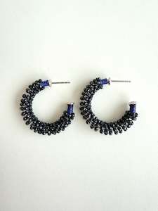 Sapphire Beaded Hoops