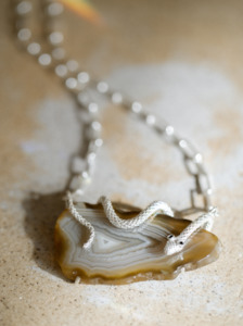 Serpent Silver Agate Necklace - small