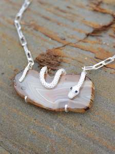 Serpent Silver Agate Necklace - medium