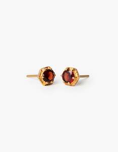 Garnet Glimmer Gold Studs