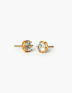 Blue Topaz Glimmer Gold Studs