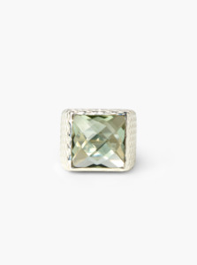 Green Amethyst Glimmer Silver Ring