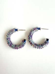 Amethyst Beaded Hoops