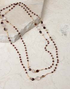 Jewellery: Garnet & Rose Quartz Silver Necklace