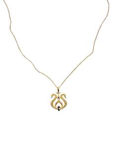 Gold Swan Necklace Onyx