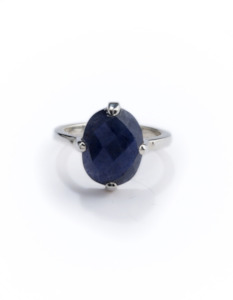 Jewellery: Blue Adventurine Silver Oval Ring