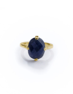 Blue Adventurine Gold Oval Ring