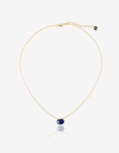 Blue Adventurine Gold Oval Necklace