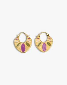 Jewellery: Enamel Gold Sunkissed Hoops