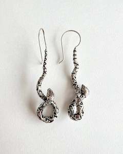 Twisted Silver Snake Earrings