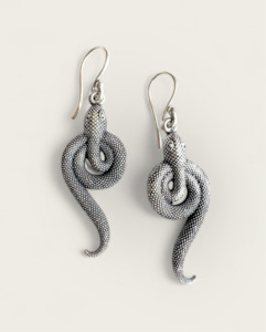 Silver Snake Swirly Earrings