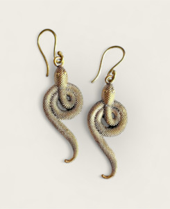 Gold Snake Swirly Earrings