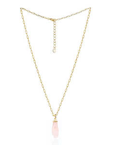 Rose Quartz Gold Hand Necklace