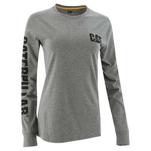 Womens: CAT Trademark Banner Women's Long Sleeve Tee - Dark Heather Grey