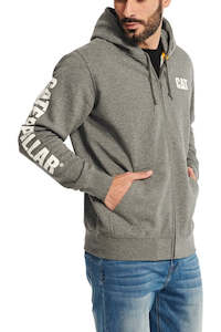 Hoodies Sweatshirts: CAT Banner Midweight Full-Zip Hoodie - Dark Heather Grey