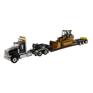 International 1:50 HX520 Tandem Black Truck with XL120 Trailer and CAT 963K Track Loader