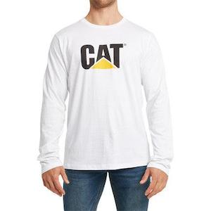 CAT Original Fit Long Sleeve Logo Tee - White