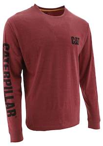 CAT Trademark Banner Men's Long Sleeve Tee - Brick Heather