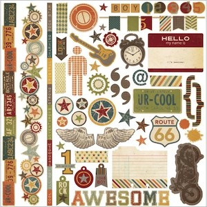 Craft material and supply: Simple Stories - 'Awesome' Cardstock Stickers