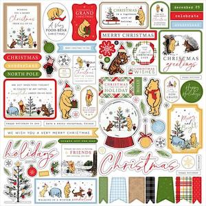 Craft material and supply: Winnie The Pooh Christmas - 12x12 Sticker Sheet