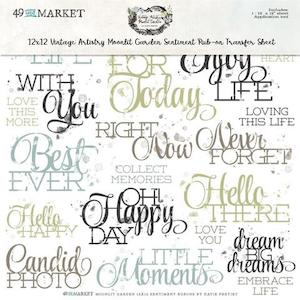 49 and Market - Moonlit Garden Sentiment Rub-on Transfer Sheet 12x12