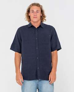 Overtone S/S Linen Shirt Navy Blue