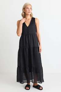 Clothing: Pacific Tiered Maxi Dress Blk