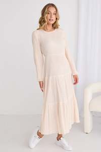 Effortless Ecru Shirred Maxi