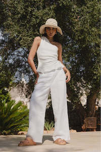 Guardian Linen Viscose Pleat Pant White