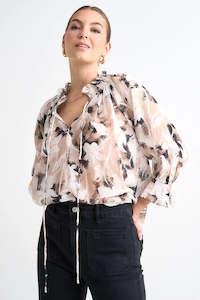 Clothing: Expedition Beige Abstract Top