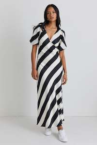 Clothing: Amora Stripe Bias Midi Dress