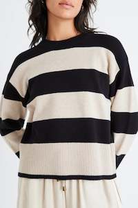 Gravity Black and Stone Stripe Jumper