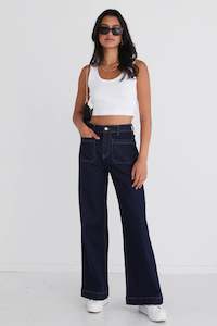 Clothing: Zoey High Rise Wide Indigo