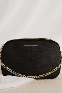 Clothing: Venice Black Leather Double Pouch Bag