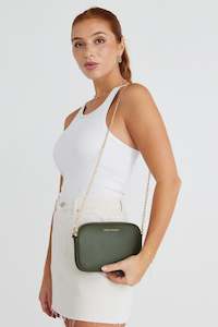 Florence Khaki Leather Single Pouch Bag