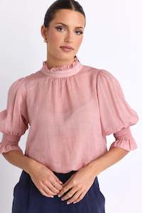 Verse S/S High Neck Top Blush