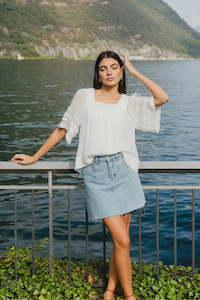 Clothing: Dearest Denim Mini Skirt Blue